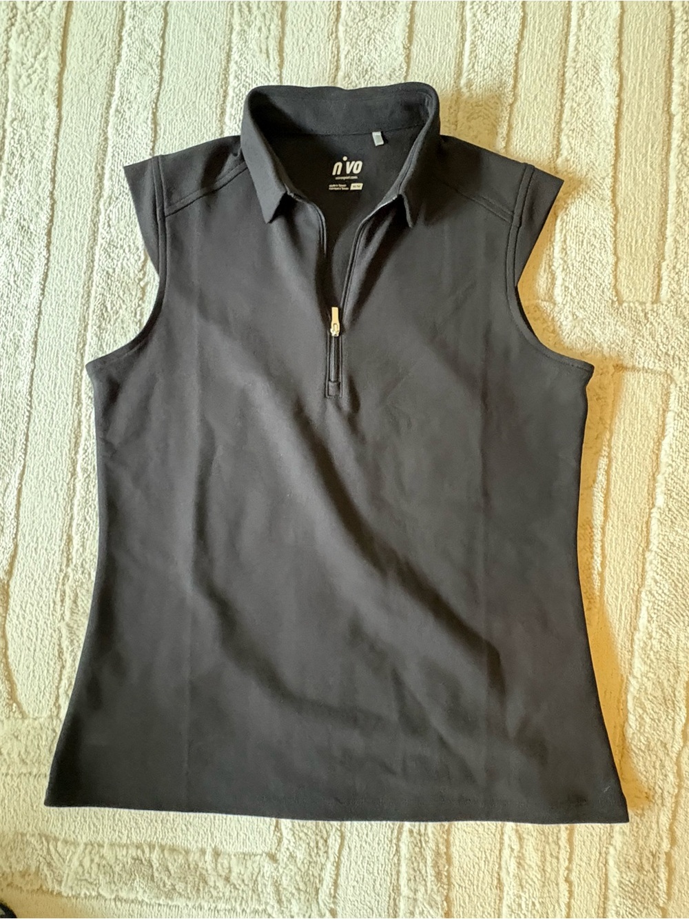 Women's Black Sleeveless Zip-Collar Tank